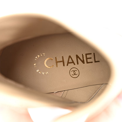 Chanel Tumbled Calfskin CC Short Boots 36 Beige Black 8 of 12