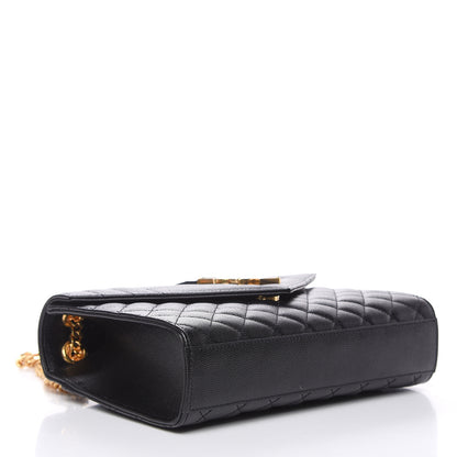 Saint Laurent Grain De Poudre Textured Mixed Matelasse Triquilt Medium Monogram Satchel Black 4 of 9