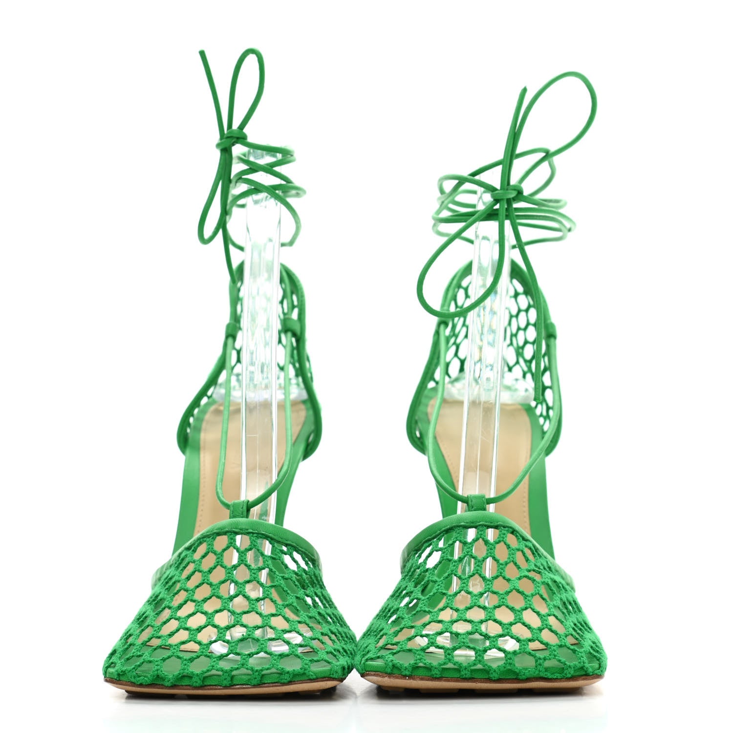 Bottega Veneta Mesh Nappa Stretch Ankle Tie 90mm Sandals 39 Grass 2 of 7