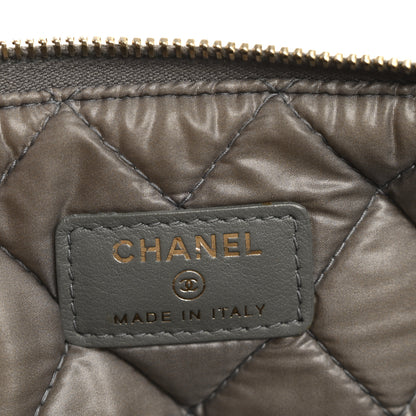 Chanel Lambskin Quilted Large Boy Zip Pouch Grey 6 of 10