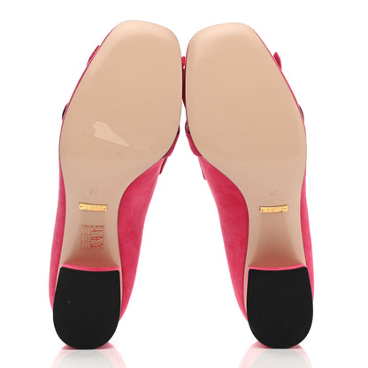 Gucci Kid Scamosciato GG Marmont Fringe 50mm Loafer Pumps 39 Hot Pink 5 of 9
