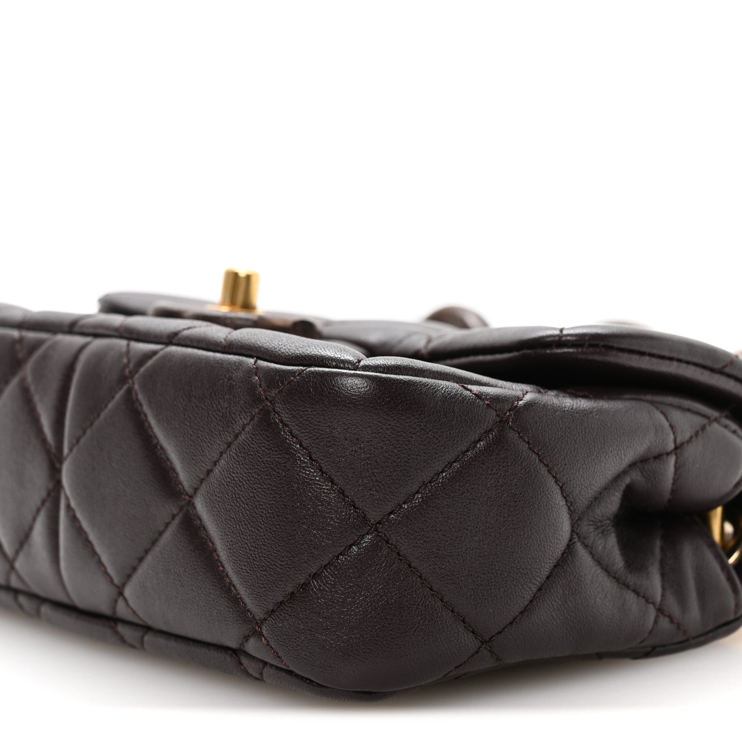 Chanel Lambskin Wenge Quilted Mini Fashion Wood Square Flap Dark Purple 9 of 10