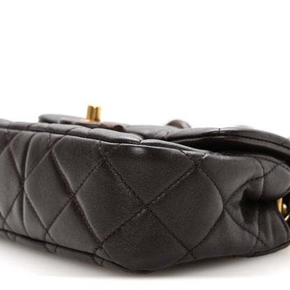 Chanel Lambskin Wenge Quilted Mini Fashion Wood Square Flap Dark Purple 9 of 10