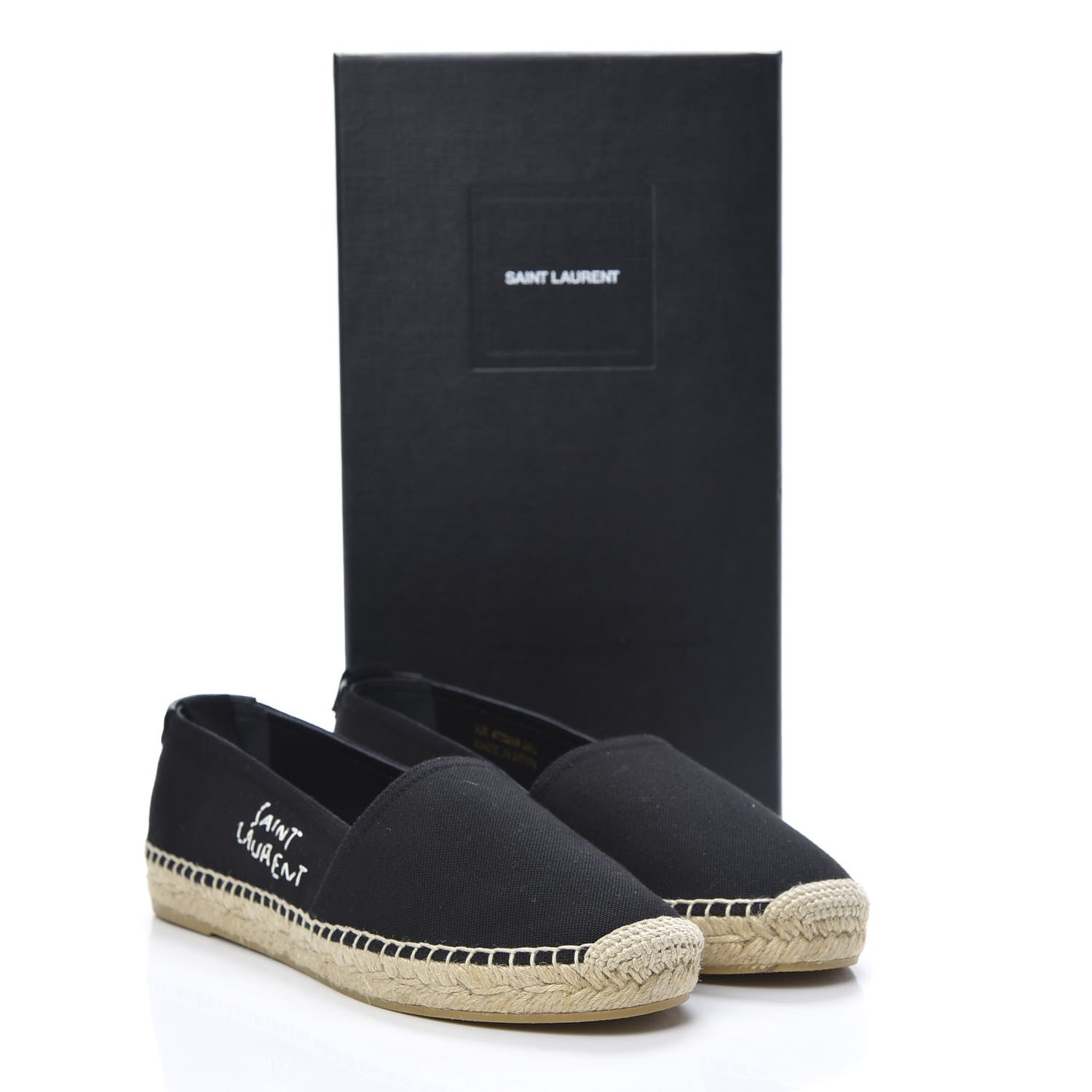 Saint Laurent Canvas Nappa Elba Light Logo Embroidered Espadrilles 38.5 Black 8 of 8