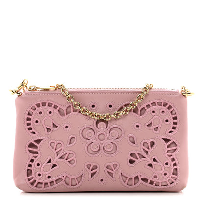 Dolce & Gabbana Lambskin Embroidered Laser Cut Micro Crossbody Pochette Rose Poudre 1 of 10