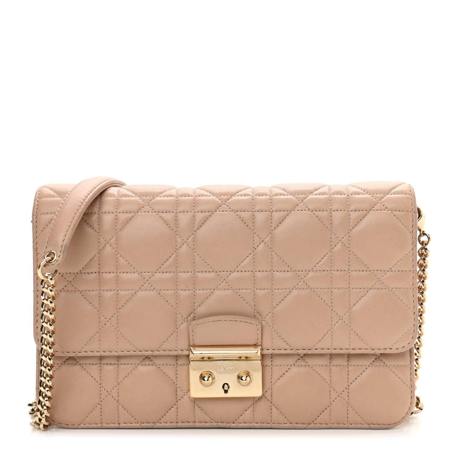 Christian Dior Pearly Lambskin Cannage Miss Dior Promenade Pouch Biege 1 of 11