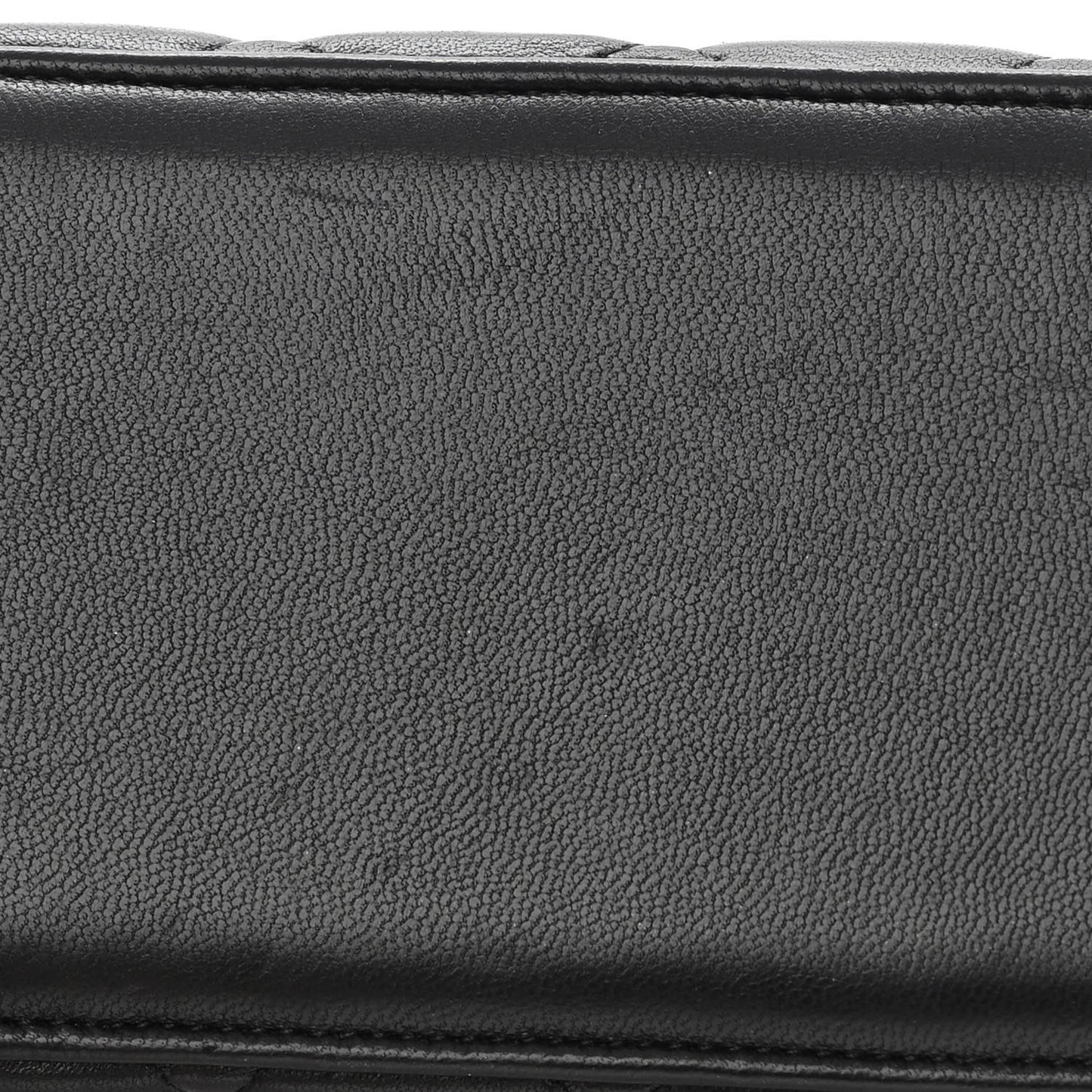 Lambskin Quilted Small Top Handle Vanity Case With Chain Black