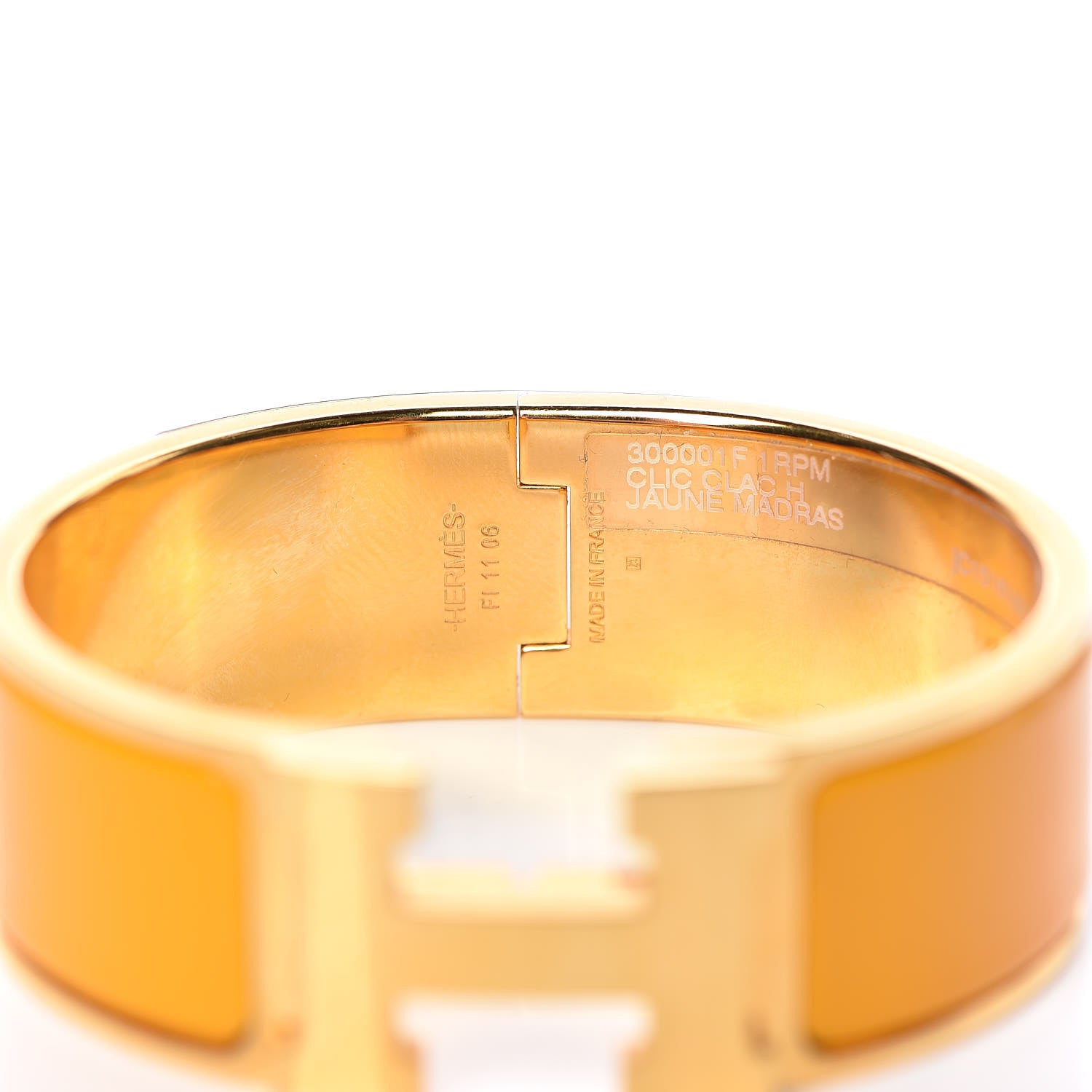Hermes Enamel Wide Clic Clac H Bracelet PM Jaune Madras 4 of 5