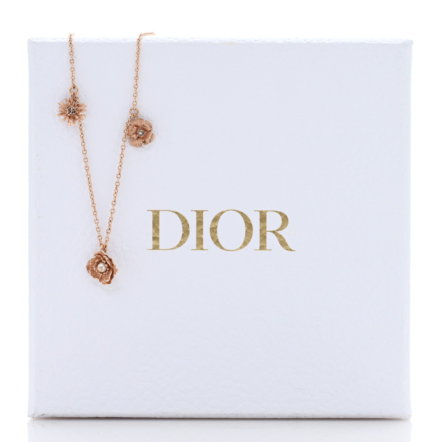 Christian Dior Metal Pearl Flower Daisy Necklace Gold 5 of 5