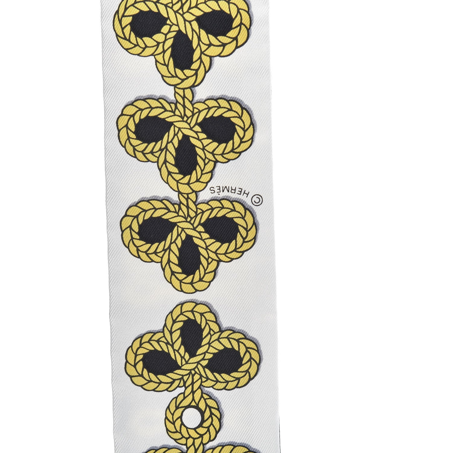 Hermes Silk Galons Et Brandebourg Twilly Black Gold White 3 of 4