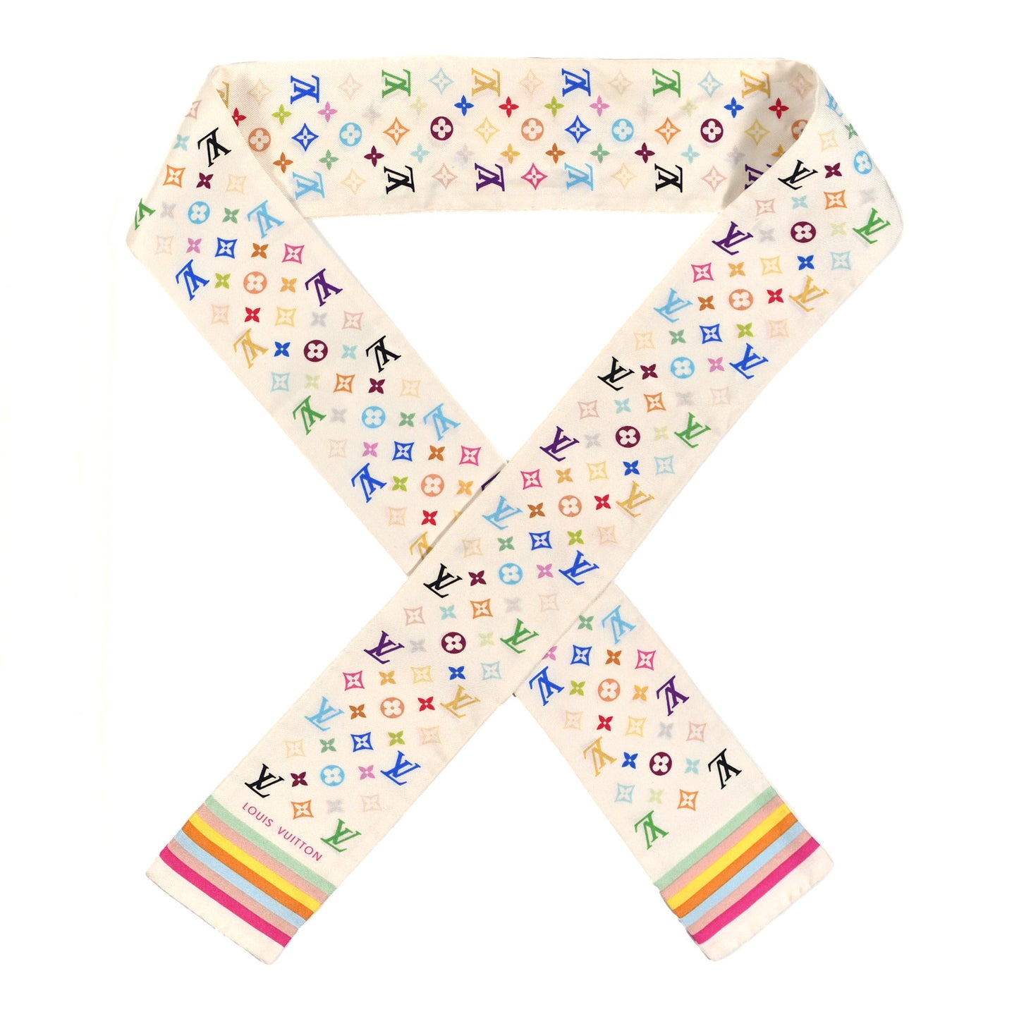 Silk Monogram Multicolor Bandeau White