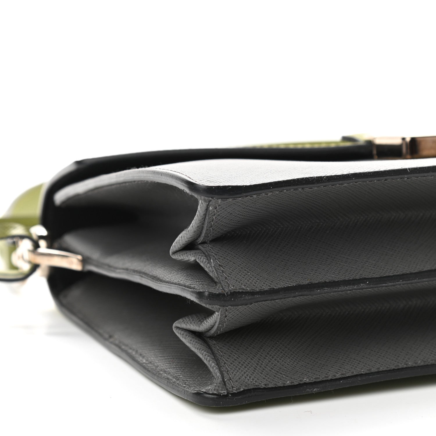 Prada Saffiano Lux Bi-Color Sound Shoulder Bag Mercurio Edera 7 of 8