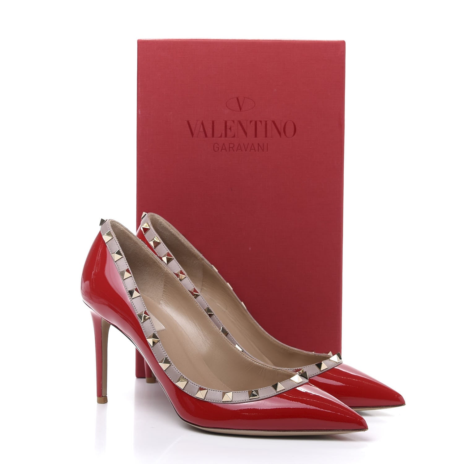 Valentino Garavani Patent Rockstud 85mm Pumps 40 Rosso Poudre 9 of 9