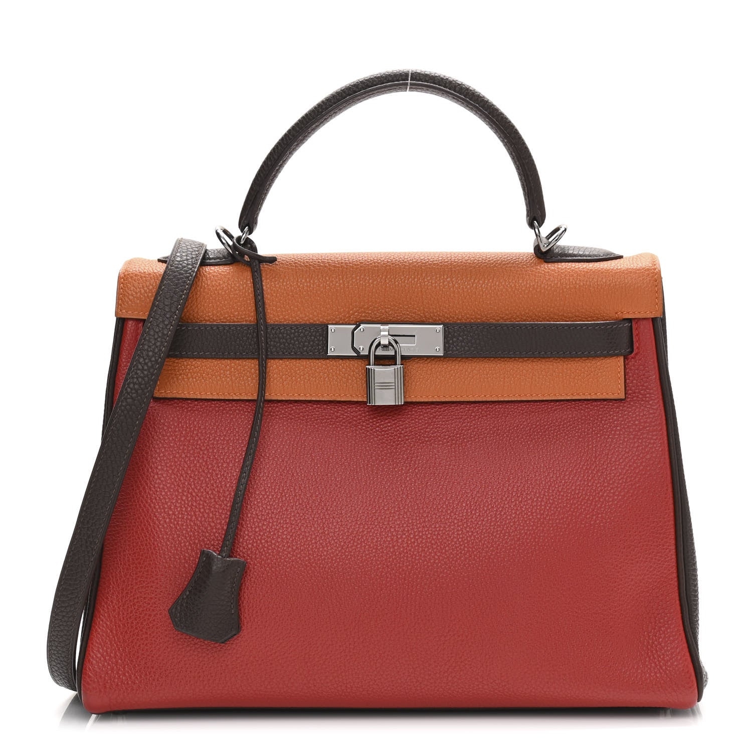 Hermes Togo Tri-Color Kelly Retourne 32 Vermillion Orange Ebene 1 of 16