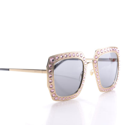 Gucci Metal Acetate Crystal Oversize GG0115S Sunglasses Rose Gold 7 of 9