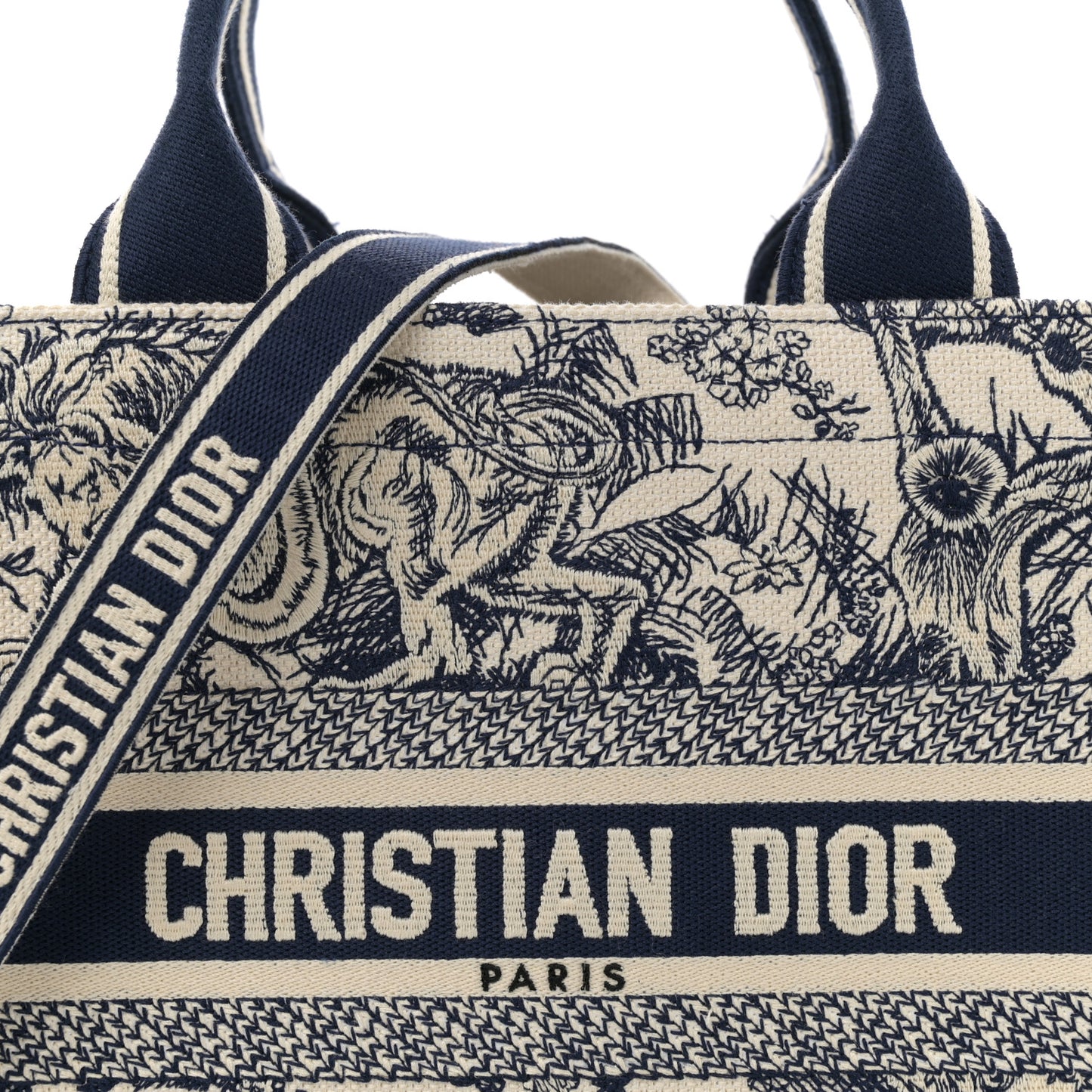 Calfskin Dioriviera Toile De Jouy Small Book Tote With Strap Blue Multicolor