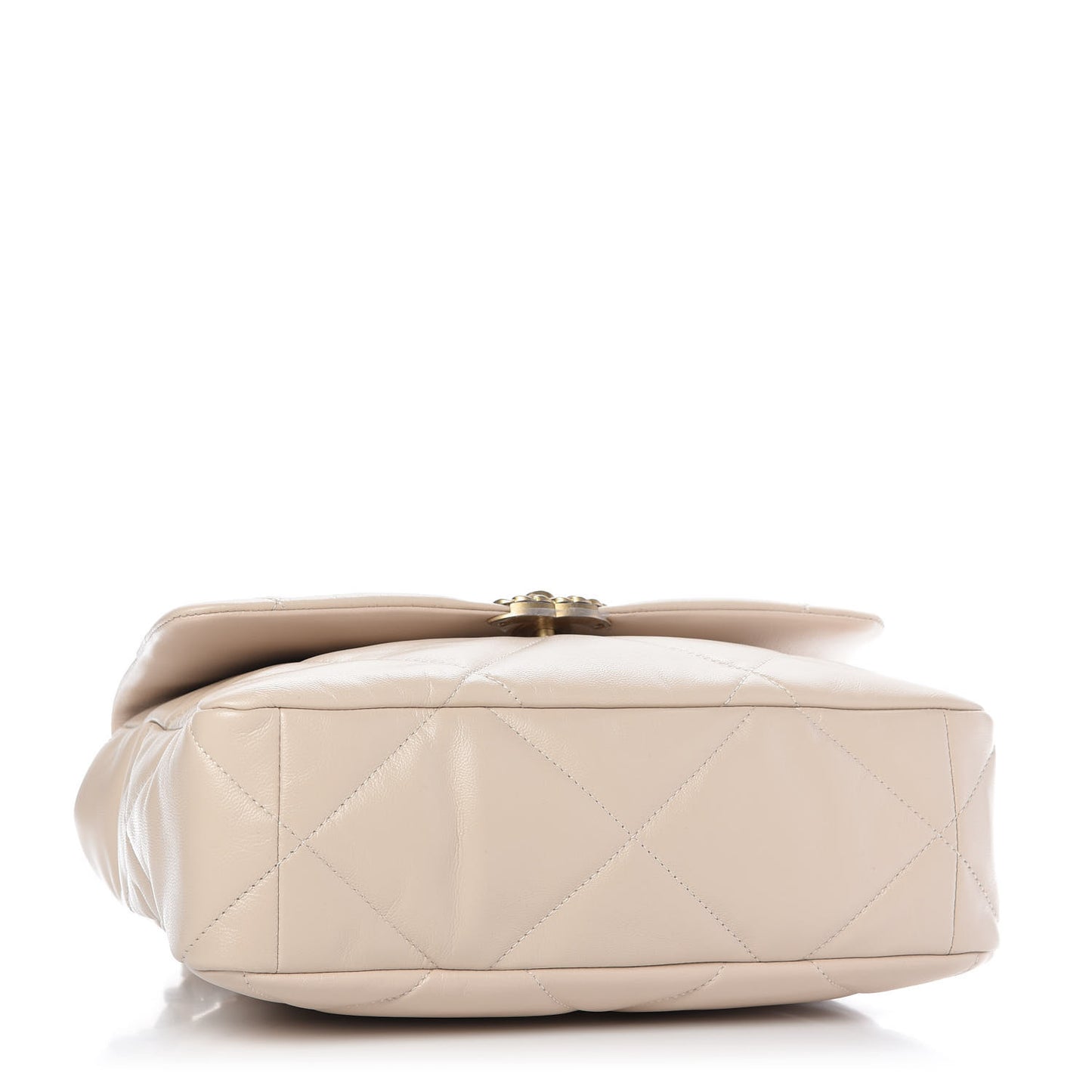Goatskin Quilted Large Chanel 19 Flap Beige