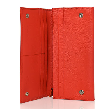 Prada Saffiano Triangle Continental Flap Wallet Peonia 5 of 11