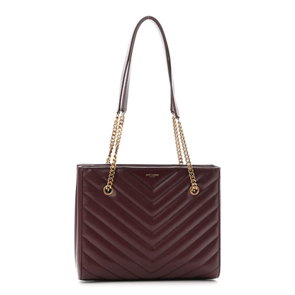 Saint Laurent Grain de Poudre Matelasse Chevron Small Tribeca Shopping Bag Rouge Legion 1 of 11