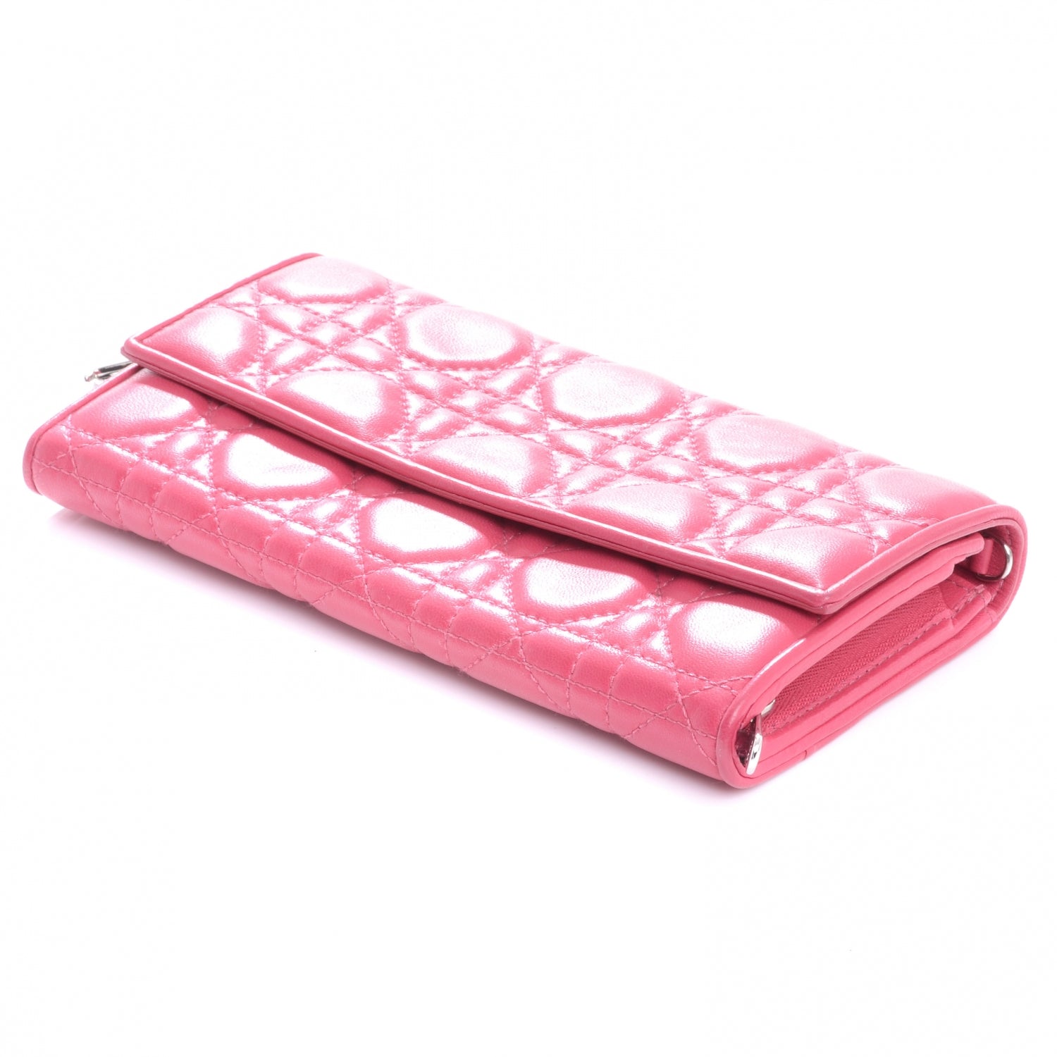 Christian Dior Lambskin Cannage Lady Dior Charm Wallet Pink 4 of 8