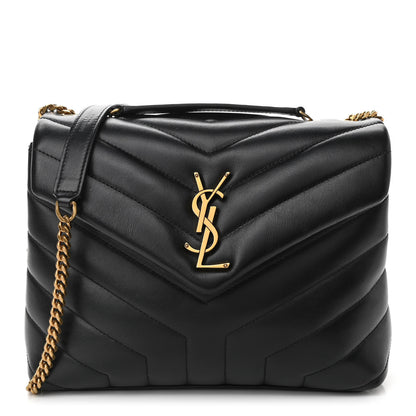 Saint Laurent Calfskin Y Quilted Monogram Small Loulou Chain Satchel Black 1 of 12