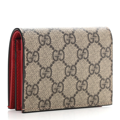 Gucci GG Supreme Monogram Cherry Embellished Card Case Wallet Hibiscus Red 3 of 8