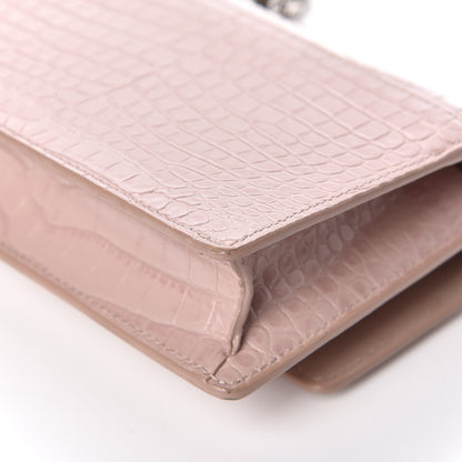Saint Laurent Calfskin Crocodile Embossed Monogram Sunset Chain Wallet Soft Nude 11 of 12