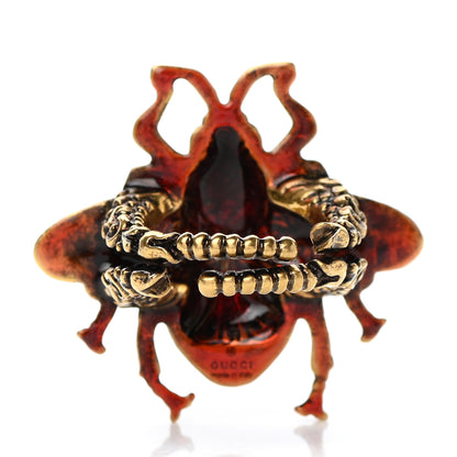 Gucci Metal Enamel Bee Ring 6 Aged Gold 3 of 4