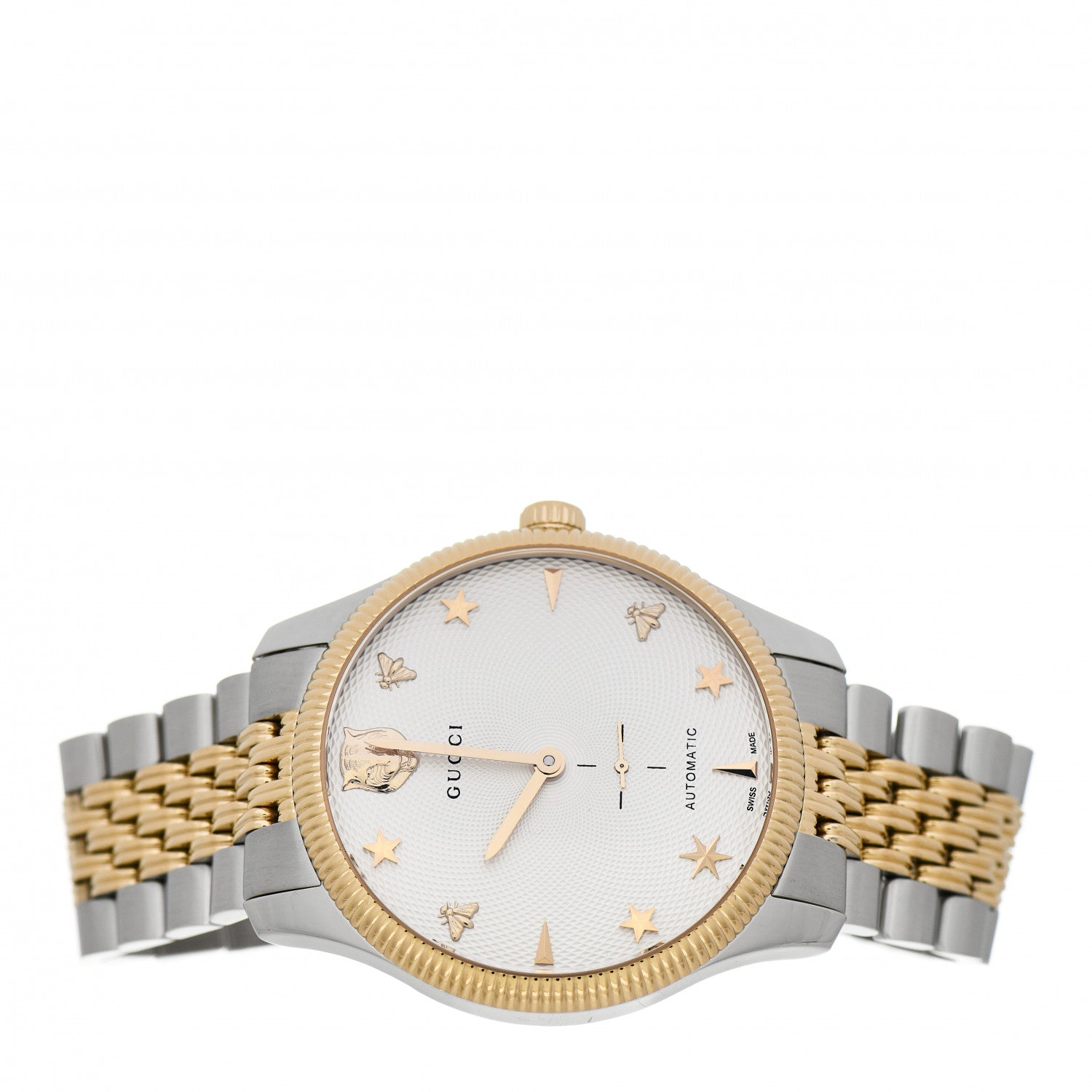 Gucci Stainless Steel 40mm G-Timeless Two Tone Charm Automatic Watch 2 of 4