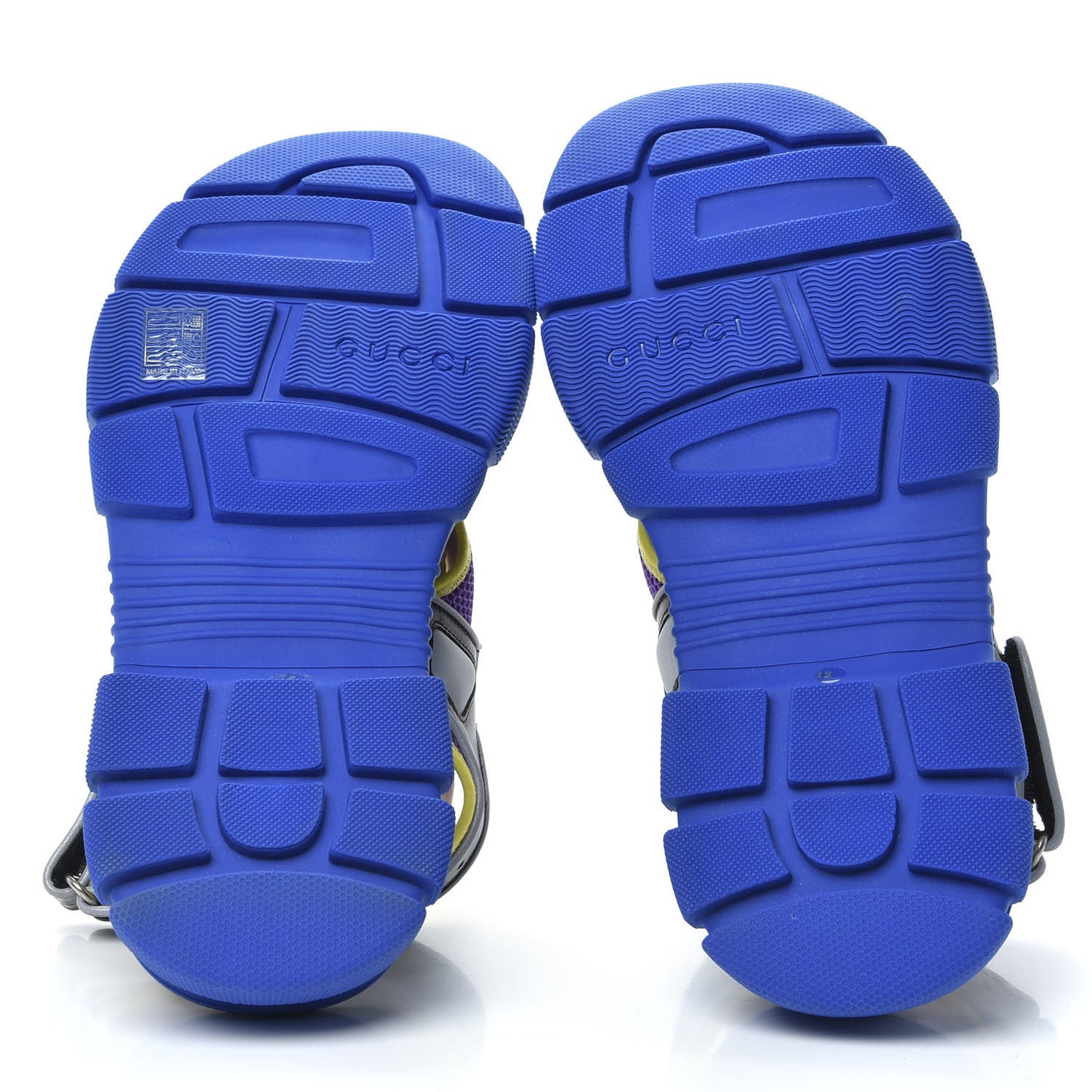X SEGA Calfskin Mesh Mens Aguru Sandals 12 Black Blue Purple
