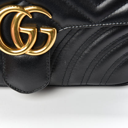 Gucci Calfskin Matelasse Mini GG Marmont Shoulder Bag Black 12 of 14