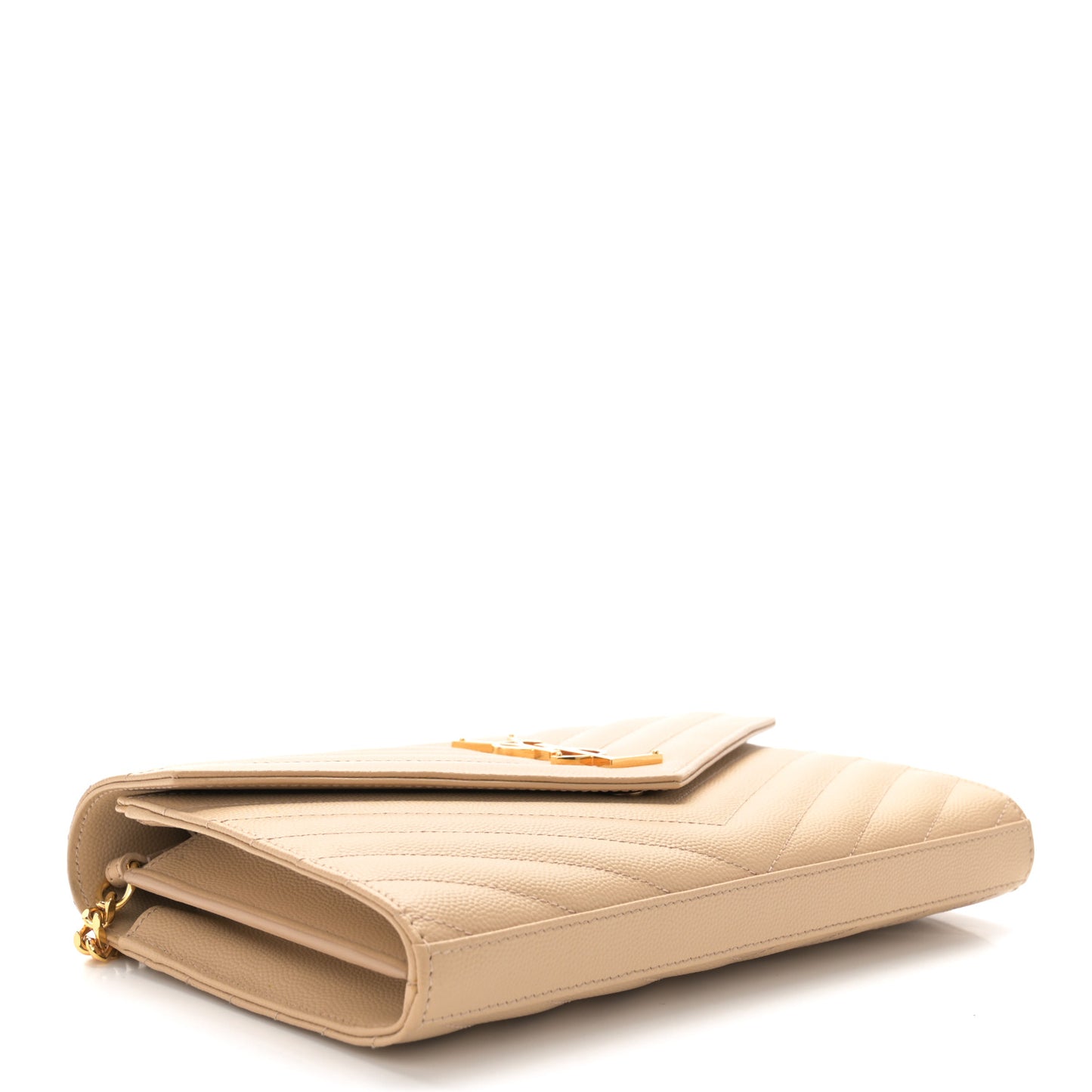 Grain De Poudre Matelasse Chevron Monogram Chain Wallet Nude Powder