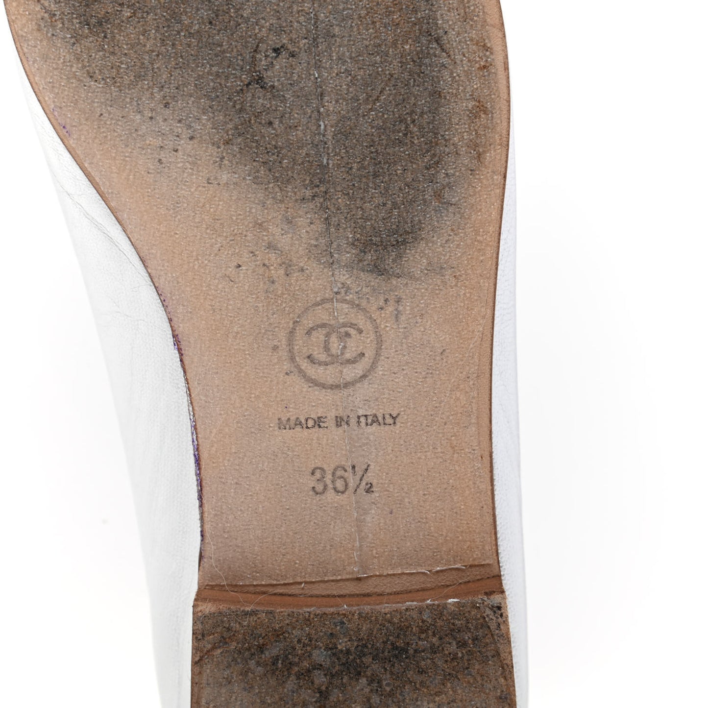 Metallic Lambskin Cap Toe CC Ballerina Flats 36.5 Silver