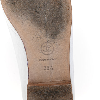 Chanel Metallic Lambskin Cap Toe CC Ballerina Flats 36.5 Silver 8 of 9