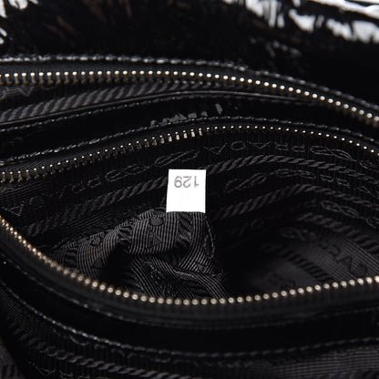 Prada Vernice Chevron Dome Satchel Black 8 of 12