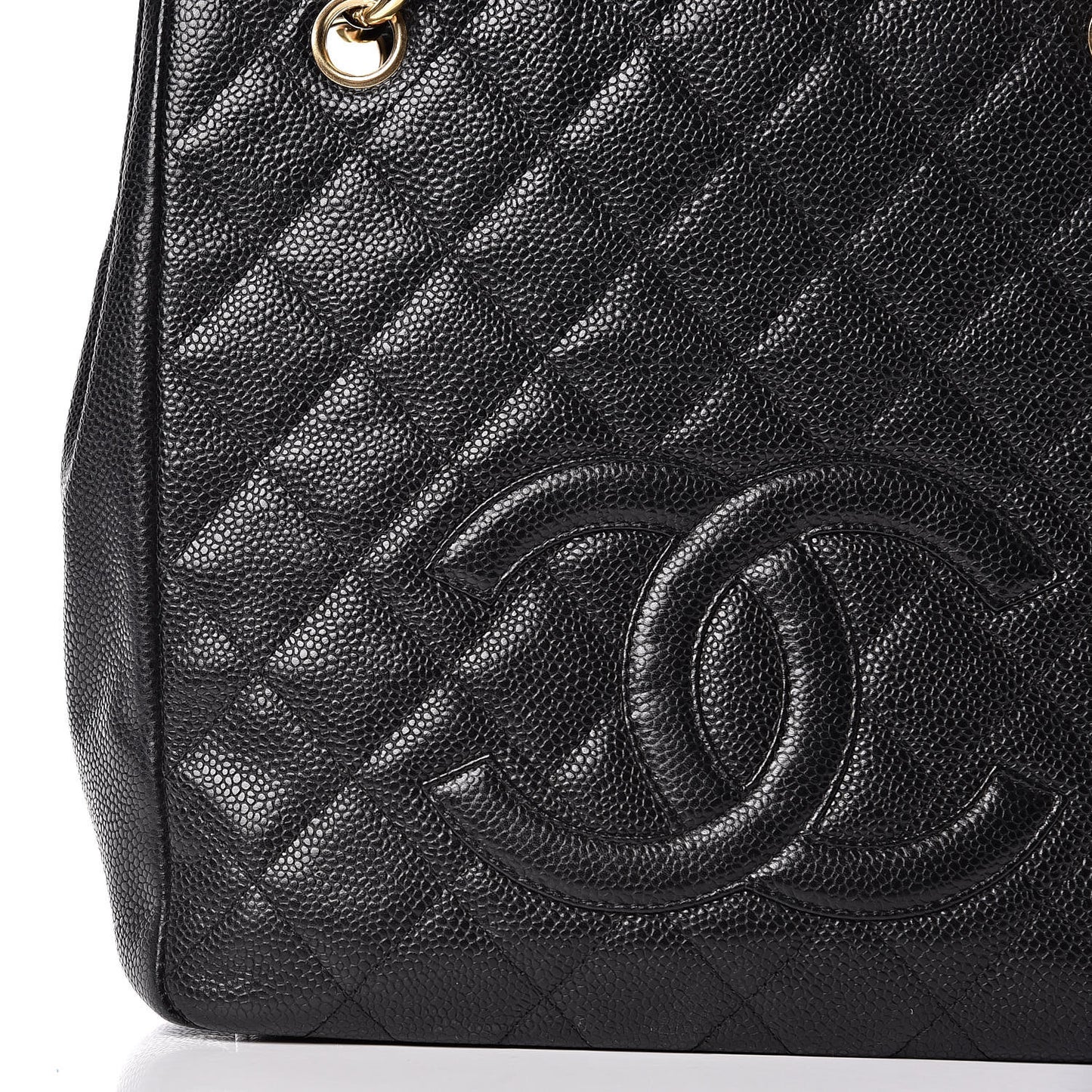 Caviar Quilted Petit Shopping Tote PST Black
