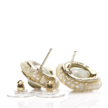 Chanel Crystal Poured Glass CC Earrings Gold 3 of 4