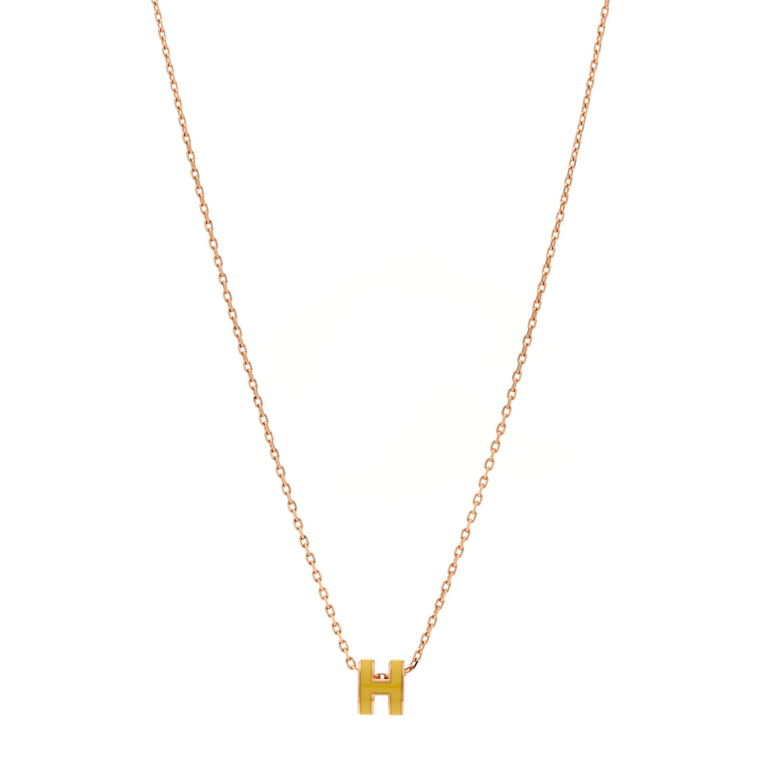 Hermes Lacquered Gold Mini Pop H Pendant Necklace Mimosa 1 of 6