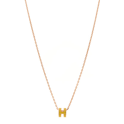 Hermes Lacquered Gold Mini Pop H Pendant Necklace Mimosa 1 of 6