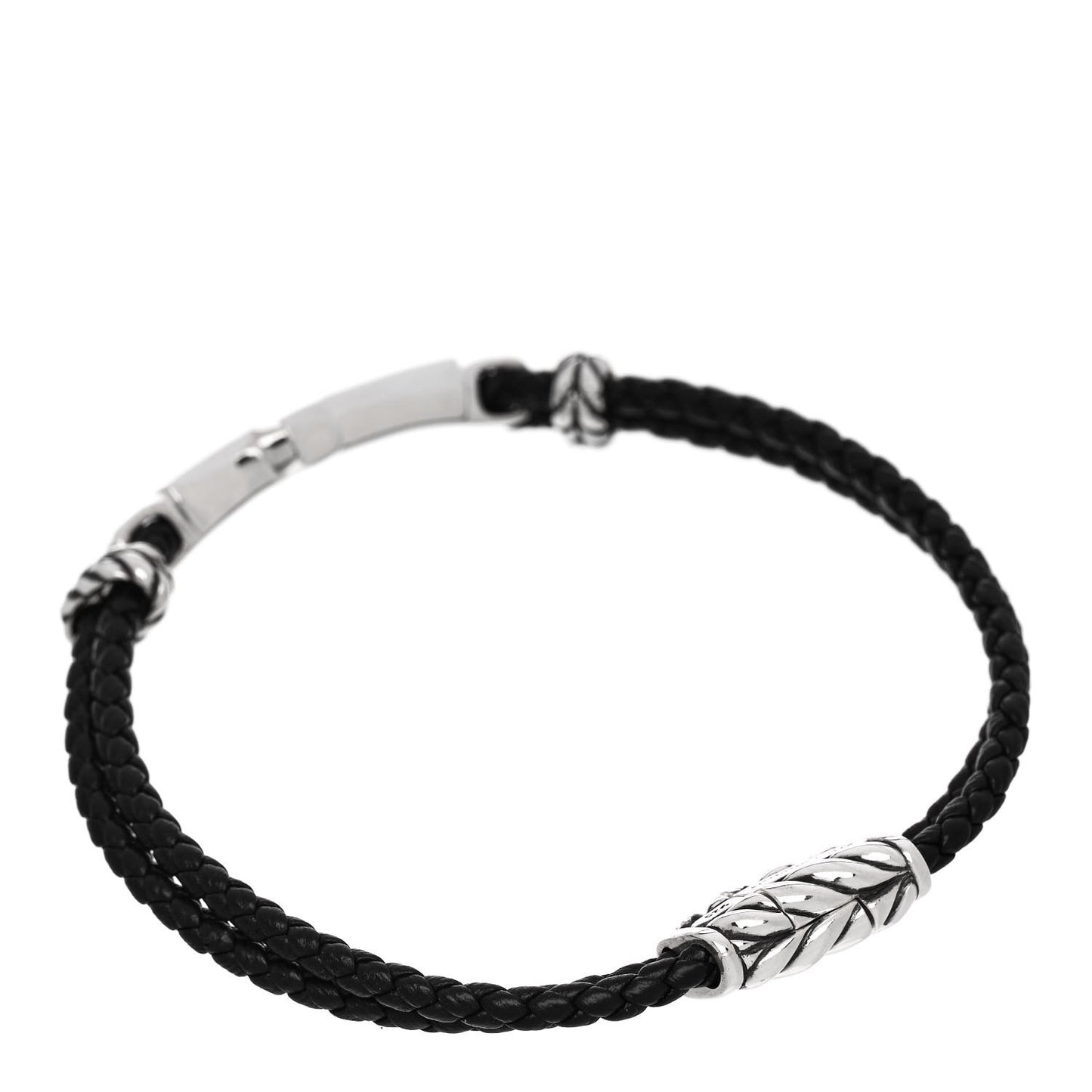 Sterling Silver Leather Black Onyx Exotic Stone Cross Bracelet