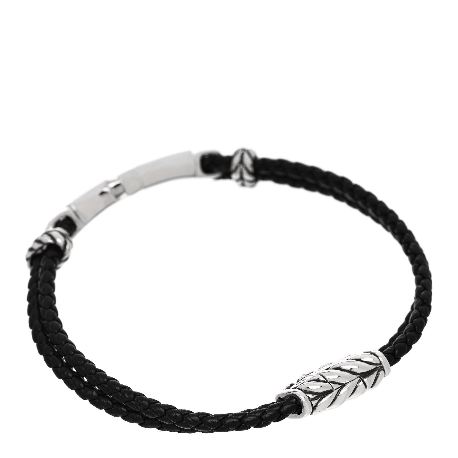 David Yurman Sterling Silver Leather Black Onyx Exotic Stone Cross Bracelet 2 of 3