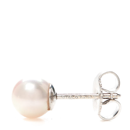 Tiffany 18K White Gold Akoya Pearl 6-6.5mm Signature Pearl Earrings 4 of 5