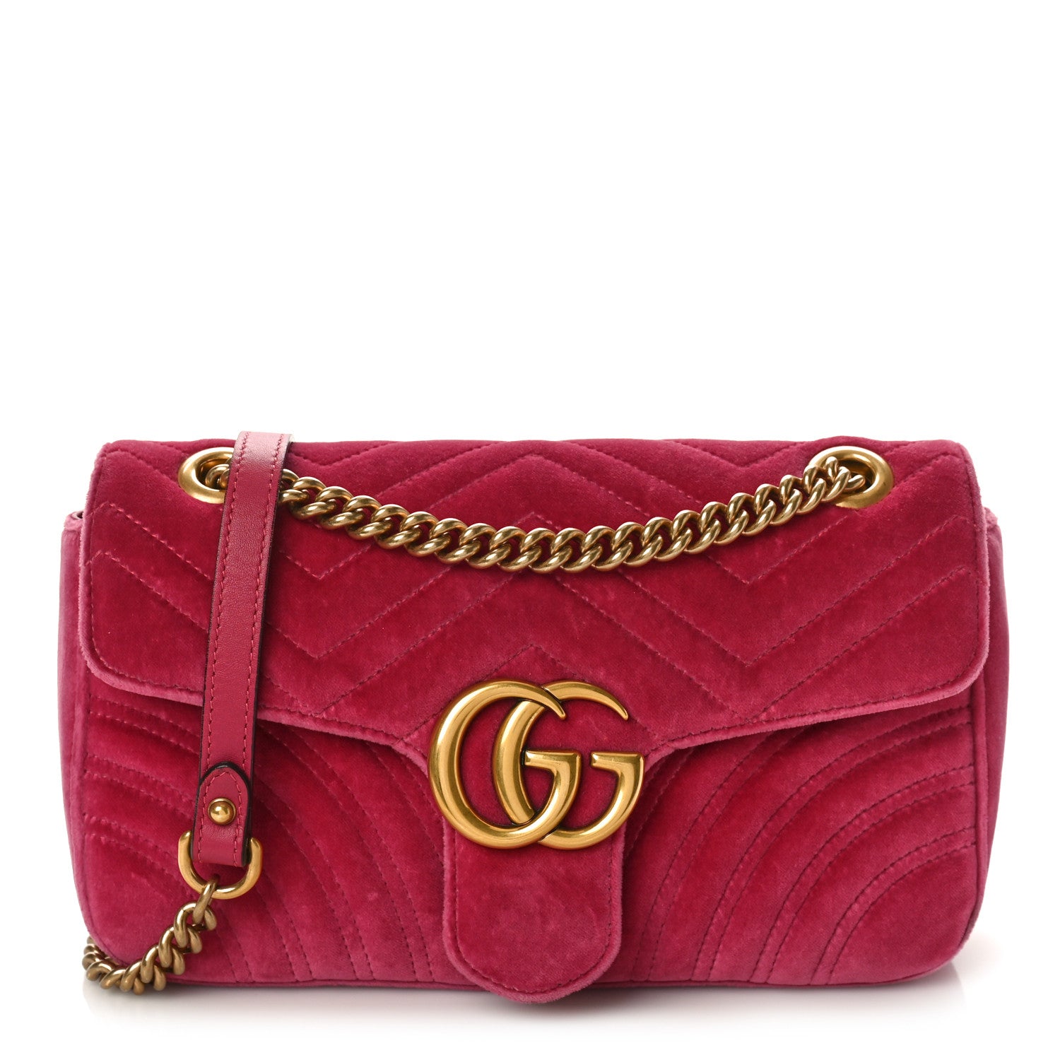 Gucci Velvet Matelasse Small GG Marmont Shoulder Bag Light Raspberry Rose 1 of 9