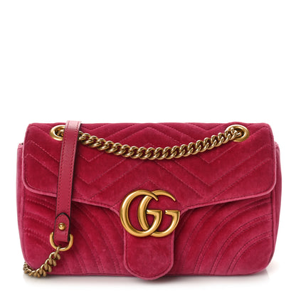 Gucci Velvet Matelasse Small GG Marmont Shoulder Bag Light Raspberry Rose 1 of 9