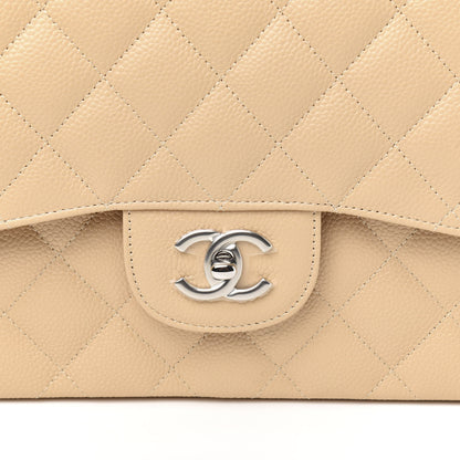 Chanel Caviar Quilted Jumbo Double Flap Beige Clair 9 of 10