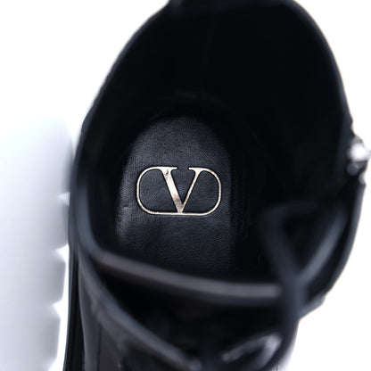Valentino Garavani Calfskin VLOGO Uniqueform 55/85mm Flatform Lace Up Boots 36 Black 10 of 11