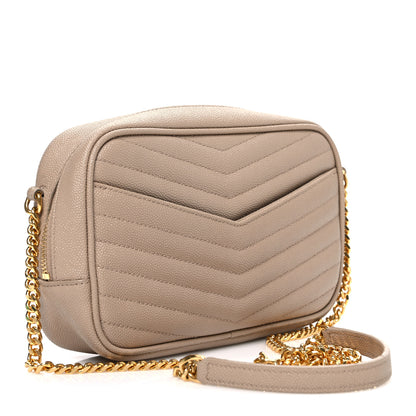 Saint Laurent Grain De Poudre Matelasse Monogram Mini Lou Camera Bag Dark Beige 3 of 10