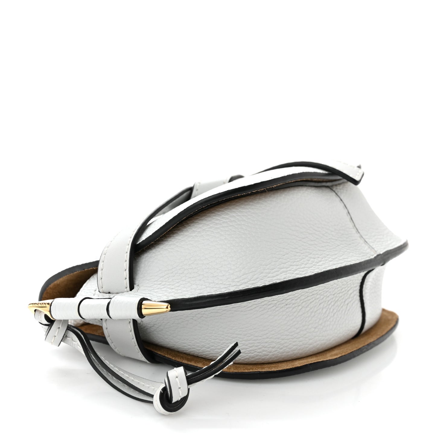 Pebble Grain Calfskin Mini Gate Bag Kaolin