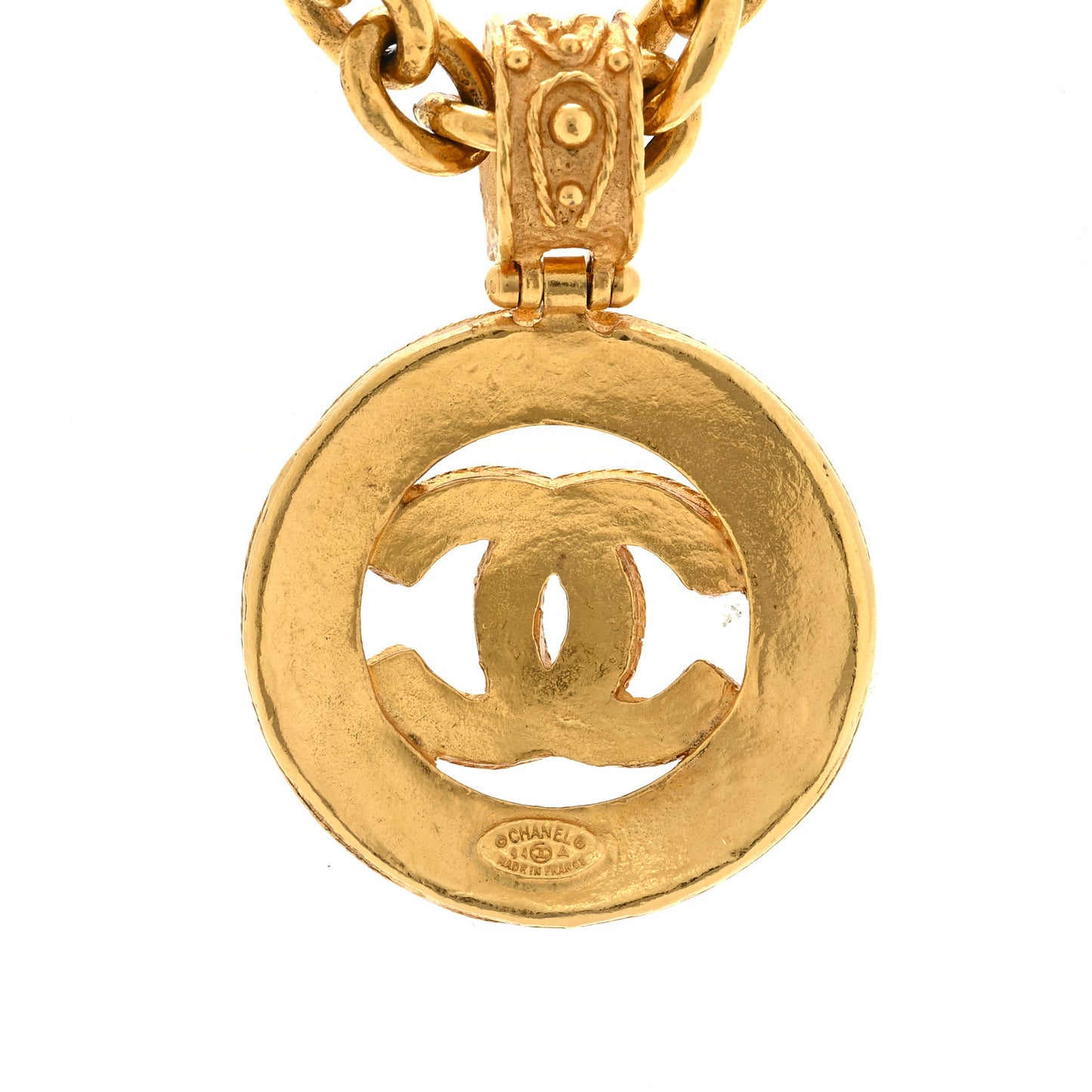 CC Chain Pendant Long Necklace Gold