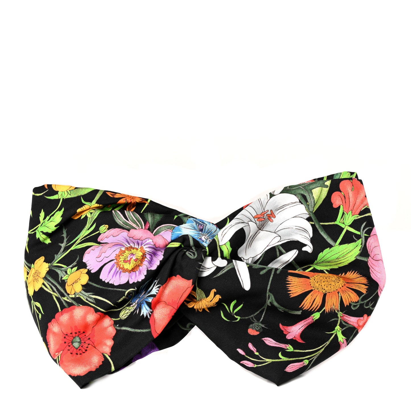 Silk Monogram Flora Print Headband M Black